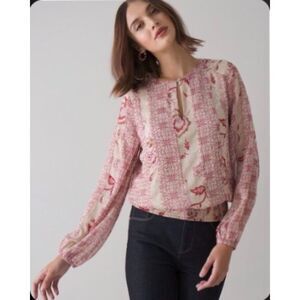 EUC White House Black Market Sienna Floral Block Print Blouson Top S